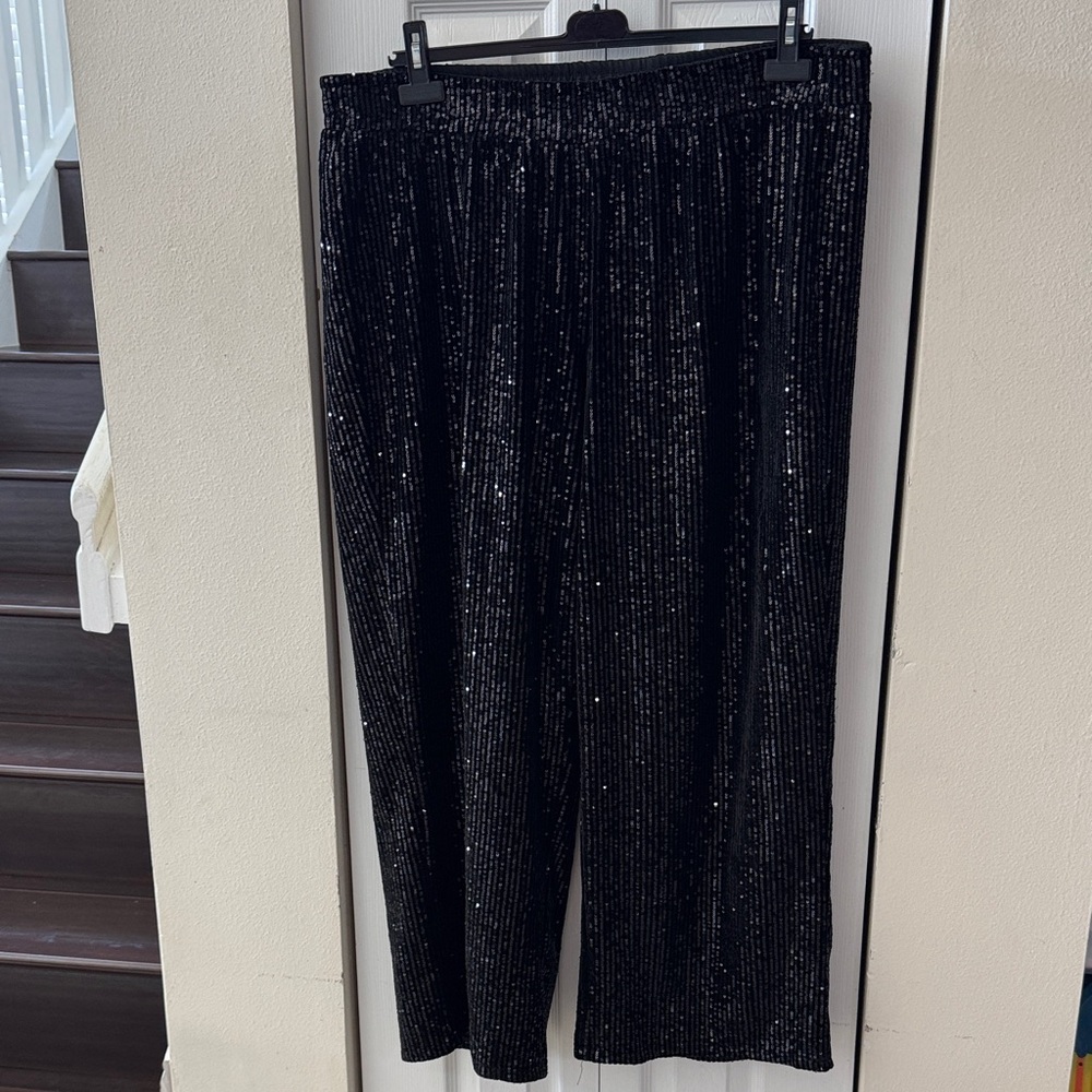 A Fine Mess Shimmering Black Wide Leg Pants